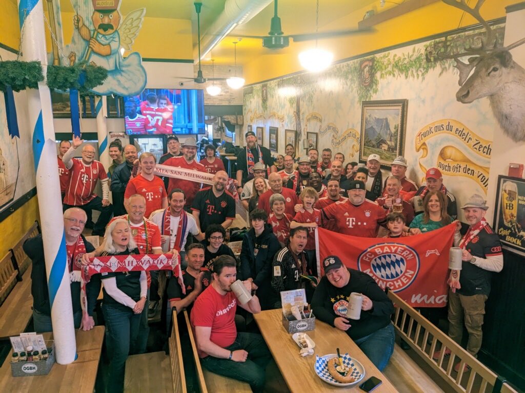 Halbzeit ⁦<a href="/GermanBeerHall/">Old German Beer Hall</a>⁩ Bayern 4-1 ⁦<a href="/FCBayernUS/">🇺🇸 FC Bayern US 🇨🇦</a>⁩ Danke for the sawg NYC for ou 9th year as Mia San Milwaukee