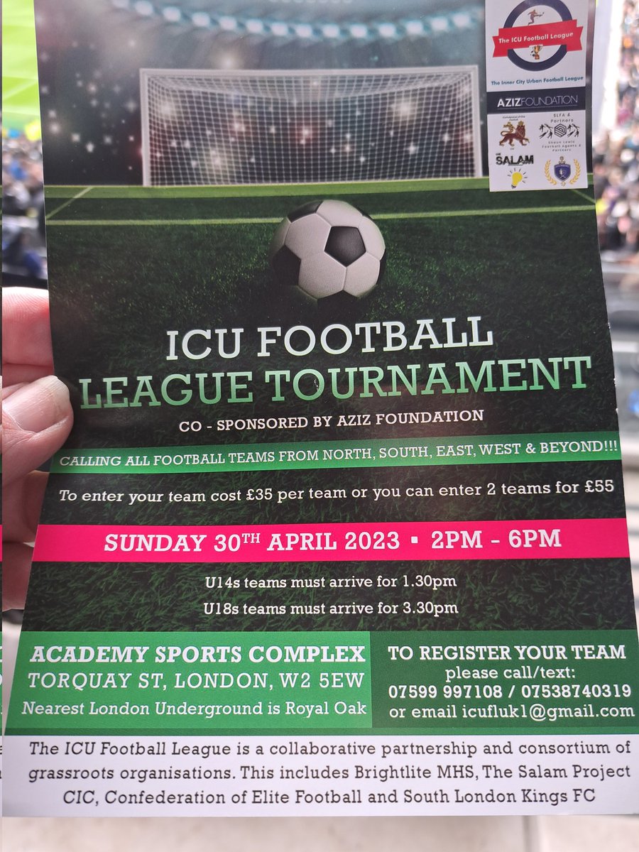 Got this flyer at Tottenham if anyone is interested or knows anyone who might be interested