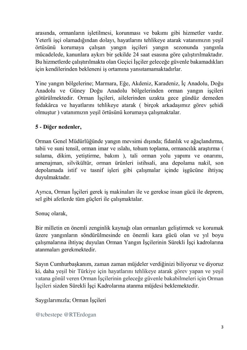 OrmanAtesSavas's tweet photo. Sayın #Cumhurbaşkanım, müjdeler verdiğinizi biliyoruz ve diyoruz ki, daha yeşil bir Türkiye için hayatlarını tehlikeye atarak görev yapan ve yeşil vatana gönül veren #Ormanİşçilerinin geleceğe güvenle bakabilmeleri için kadro müjdesi beklemektedir.

@tcbestepe @RTErdogan https://t.co/DmtPkFGzWC