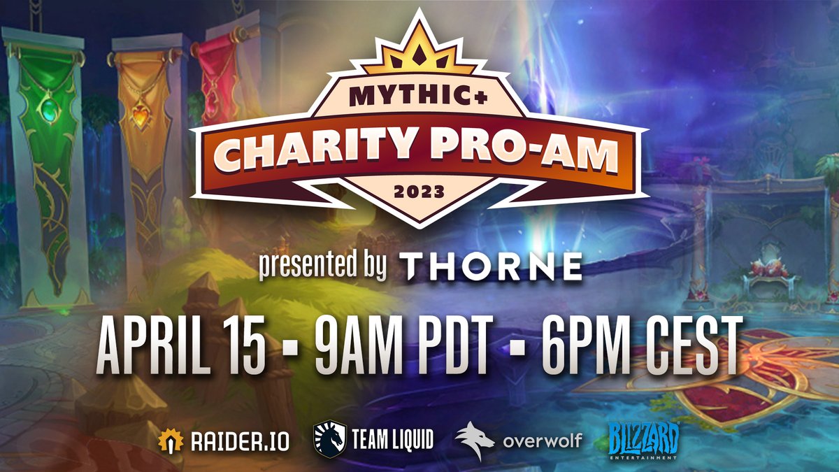 RaiderIO_WoW's tweet image. 🎉 It&apos;s that time of year again! 🎉

We&apos;re partnering up with @LiquidGuild for the 2023 Mythic+ Charity Pro-Am!

Brought to you by @thornehealth! 

Pros, content creators, and amateurs alike join forces to push keys for charity!

📜 rio.gg/ProAm2023_tw

Register NOW! 📣📣📣