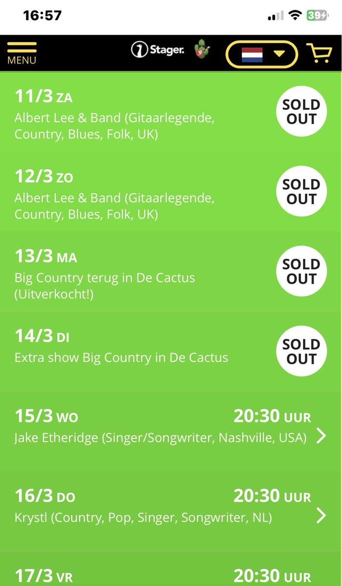 4 dagen “sold out” of zoals wij dat hier zeggen “volle bak” #AlbertLee #BigCountry #Decactus