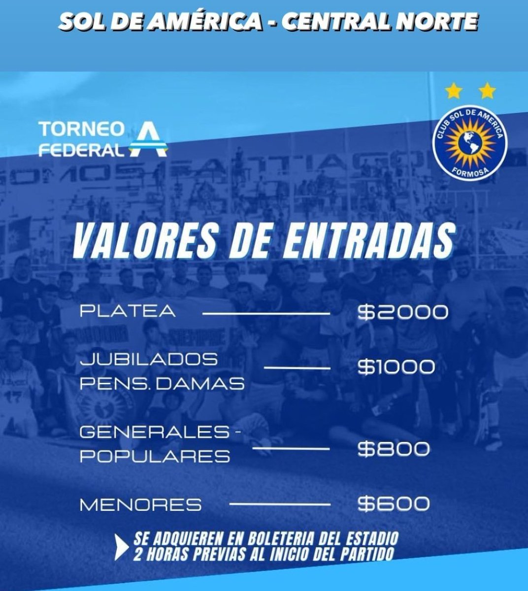 ¡VOLVEMOS AL FEDERAL!
-
💙 Mañana 12/03 desde las 17:00 volvemos a jugar por el Torneo Federal A frente a Central Norte de Salta en La Fortaleza, DALE SOL CAJETA!