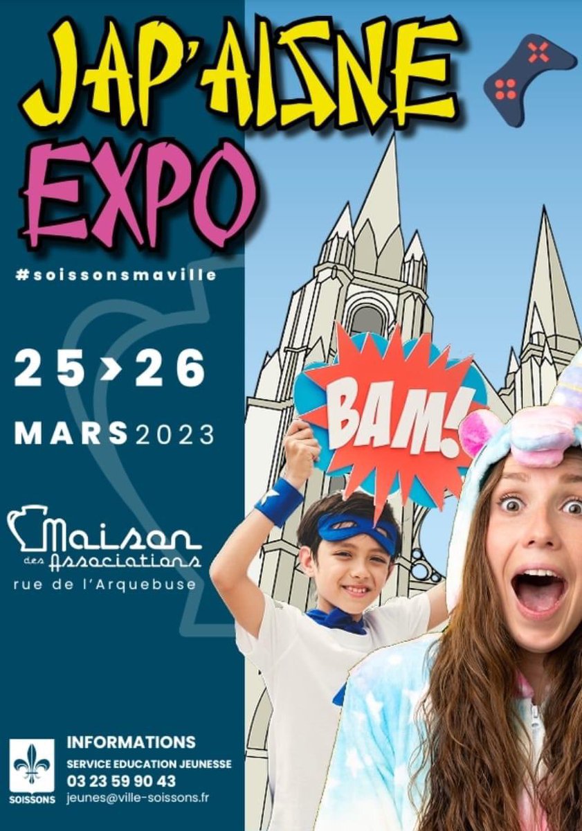 alaincremont's tweet photo. #soissons #unevillequifaitleparidesajeunesse 
Je vous donne rendez vous à la maison des Associations les 25 et 26 mars pour un évènement 100% jeunes et gratuit ! 
Tout le week end des ateliers, des démonstrations des séances d'initation et de nombreuses animations ! https://t.co/XZzjH404uB