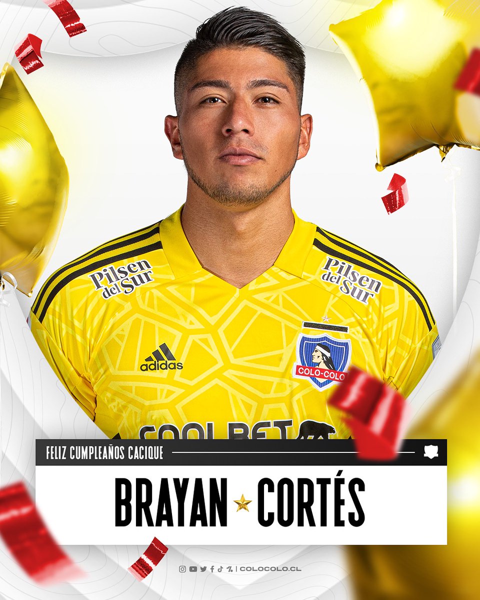 ColoColo's tweet photo. 🎂🧤 ¡Feliz cumpleaños, 𝑰𝑵𝑫𝑰𝑶! 

Hoy saludamos con mucho cariño a nuestro arquero campeón y seleccionado nacional. ¡Que este año vengan muchas alegrías más junto al Cacique! ⚪️⚫️ 

✍🏼 Déjale tu saludo a Brayan Cortés https://t.co/EZz60tZh7o