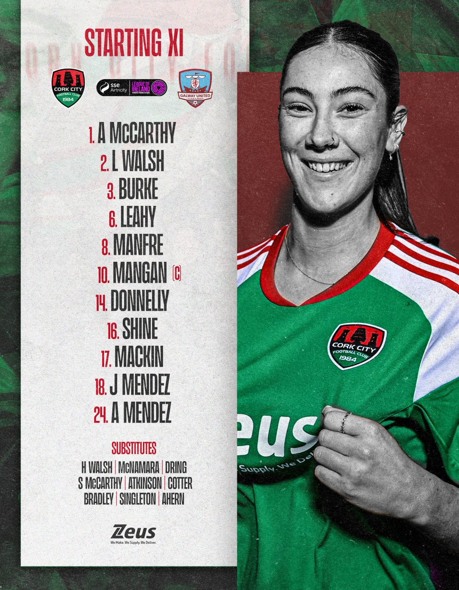 𝗦𝗧𝗔𝗥𝗧𝗜𝗡𝗚 𝗫𝗜 📝

Here’s how we line up to face Galway United at Turner's Cross! 

Kick-off here is at 5pm... watch it live on LOITV.ie 📺

#CCFC84 | <a href="/zeus_packaging/">Zeus</a>