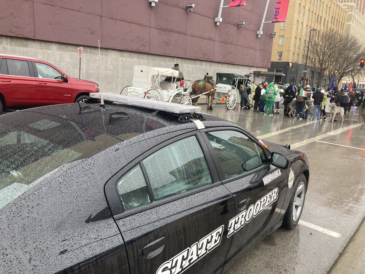 NSP_TroopA's tweet photo. Troopers Farmer and Krein are participating in the annual St Patrick’s Day parade this morning in Omaha. #NSP107 #NSP271 https://t.co/2DZMNJqV0C