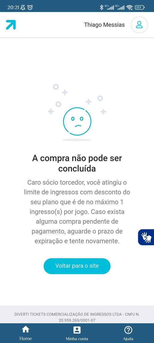 Thi_ceceu's tweet photo. @Kadsrp @SocioTorcedor Eita, então faz o seguinte entra novamente, porque o meu deu isso tbm.. e eu esperei uns 30 minutos, só que o meu dava essa mensagem aqui. E eu não tinha comprado nenhum ainda. https://t.co/47qI6mT7ee