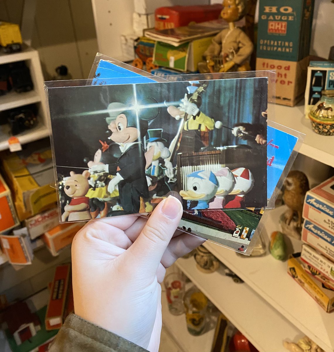 omnimoving's tweet photo. a mickey mouse revue postcard that i found at the antique store! still blows my mind there used to be a disney multiverse animatronic show https://t.co/P2mSyewbrp