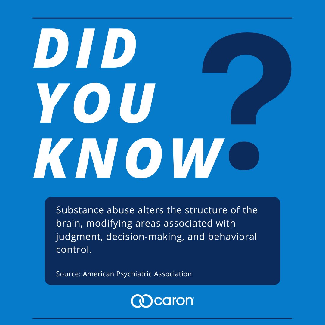 CaronConnect's tweet image. Prolonged exposure to substances alters the structure of the brain, modifying areas associated with judgment, decision-making, and behavioral control. However, many of these alterations are reversible with treatment and recovery.
