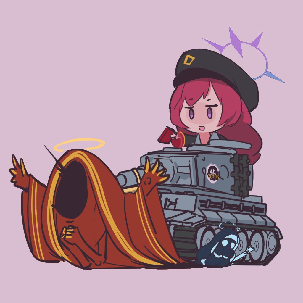 halo tank military vehicle military red hair 1girl motor vehicle  illustration images