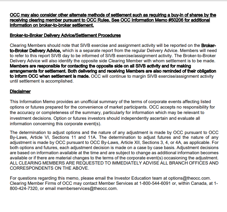 Pointedmacro's tweet photo. @VolatilityWiz @markets This what OCC did for Friday's settlement, needless to say a fair no. of options contract would still be due to "cash" settlement at some point https://t.co/rbRrGbb113