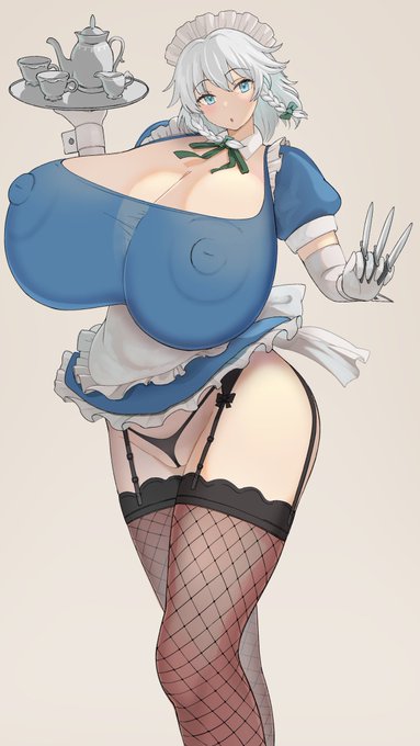 爆乳メイド長 十六夜咲夜 ガーター網タイツ 