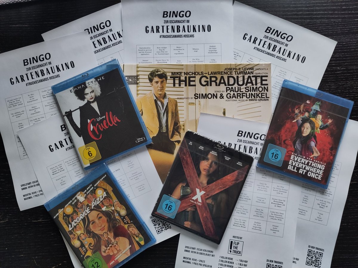 Morgen gibt es wieder unser traditionelles #oscarbingo <a href="/gartenbaukino/">Gartenbaukino</a> und ihr könnt wieder tolle Preise abräumen.
📀📀📀
Man sieht sich morgen im Kinosaal oder auf unseren social Kanälen
#PodcastVerbindet 
#everythingeverywhere #licoricepizza #cruella #xmovie #awards #oscars2023