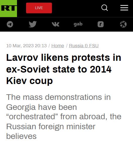 Lavrov is absolutely right. The US wants Georgia to be next Ukraine. What is happening there is nothing but another Maidan-style regime change operation. The US wants to install another puppet in a former Soviet country to be used against Russia.