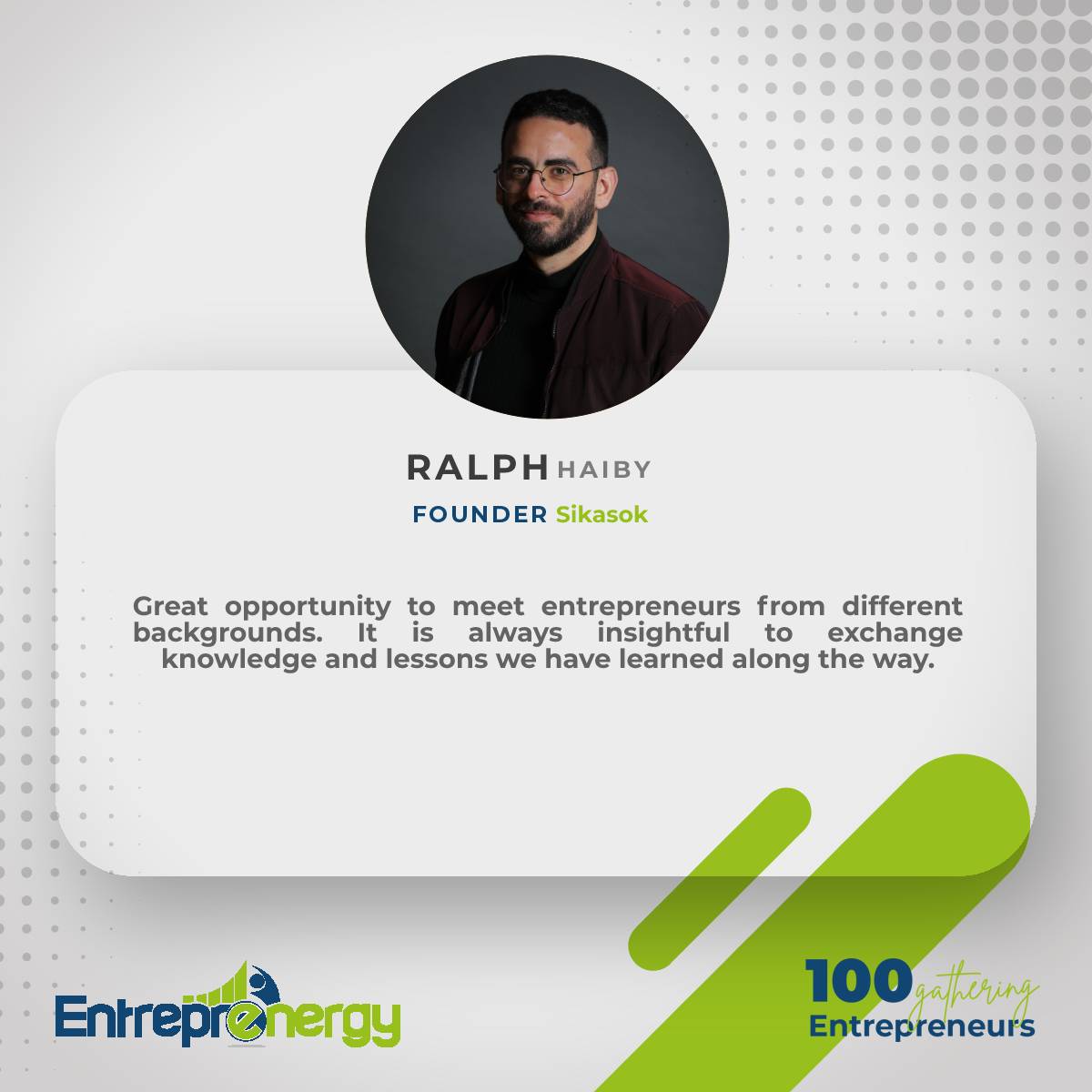 Thank you, Ralph Haiby, Founder of Sikasok. We are thrilled to hear that you enjoyed meeting entrepreneurs from diverse backgrounds, exchanging knowledge and lessons learned. Join us at our next event by sharing your info at bit.ly/Join100Ent