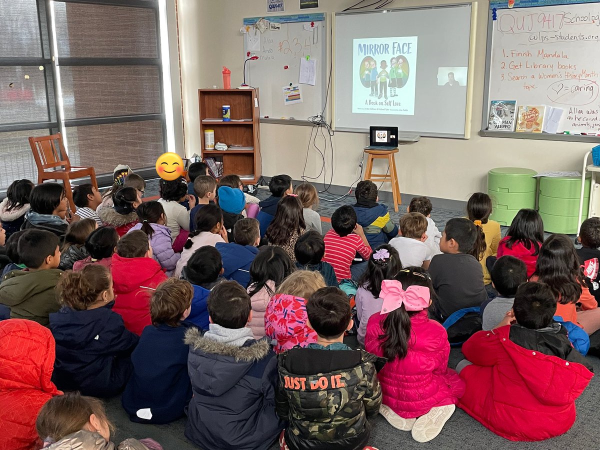 RHMediaCenter's tweet photo. What a wonderful way to end the week!! Thank you to @mrmirrorface for sharing your book “Mirror Face” and your heart with our students! We learned to access our superpowers and be proud of who we are! #lifelongreaders @RikerHillRams https://t.co/lN2PbbkXua