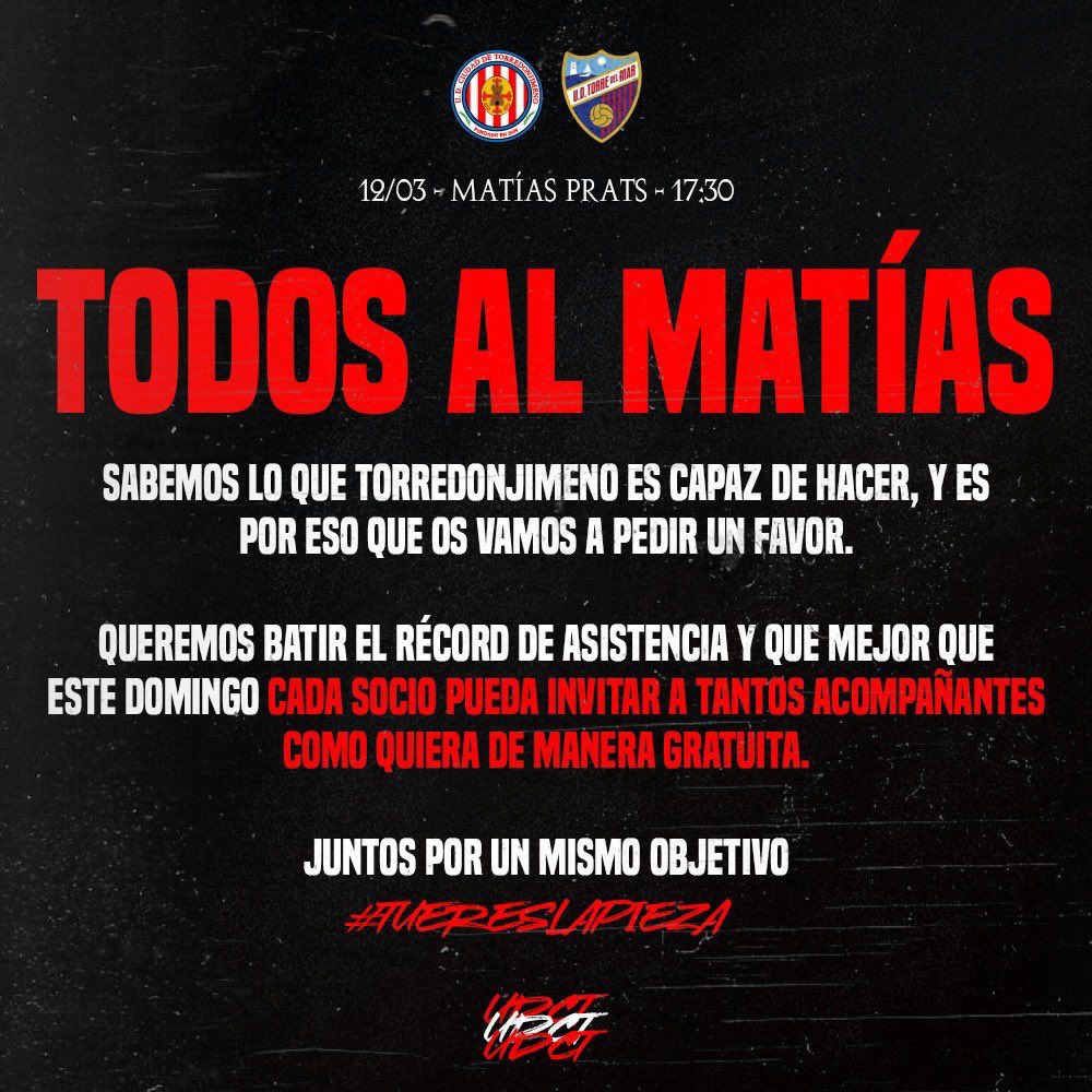 UDCTOFICIAL's tweet photo. Os recordamos que el partido que se juega mañana en el Estadio Matías Prats a partir de las 17:30h ante la @udtorredelmar71, puede ser presenciado en directo por 🖥️ a través del siguiente enlace
⬇️⬇️⬇️⬇️⬇️⬇️⬇️
https://t.co/jP08l4rvJE
PVP: 6,95€
#udct22/23
🟥⬜️🟥⬜️ https://t.co/0NZVkdU1aq