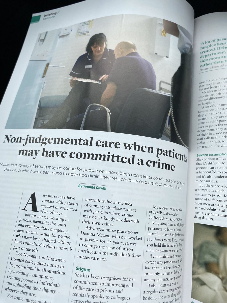 RNJadePUNC21's tweet image. Really interesting article in the @NurseStandard this month. End of life care in a forensic setting and how vital it is to be non judgmental in every setting. Treating every patient with compassion #PUNC21 #FutureNurse #StudentNurse #NursingStudent