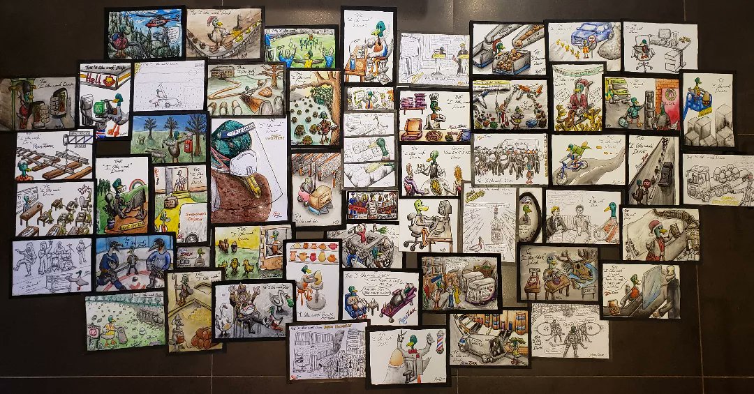 PercyInck's tweet photo. Here are a lot of Ducks that "like work"
.
.
.
#theilikeworkduck #duck #painting #drawing #gouche #watercolour #ink #art #illustration #comic #cartoon https://t.co/tXKinGYcSd
