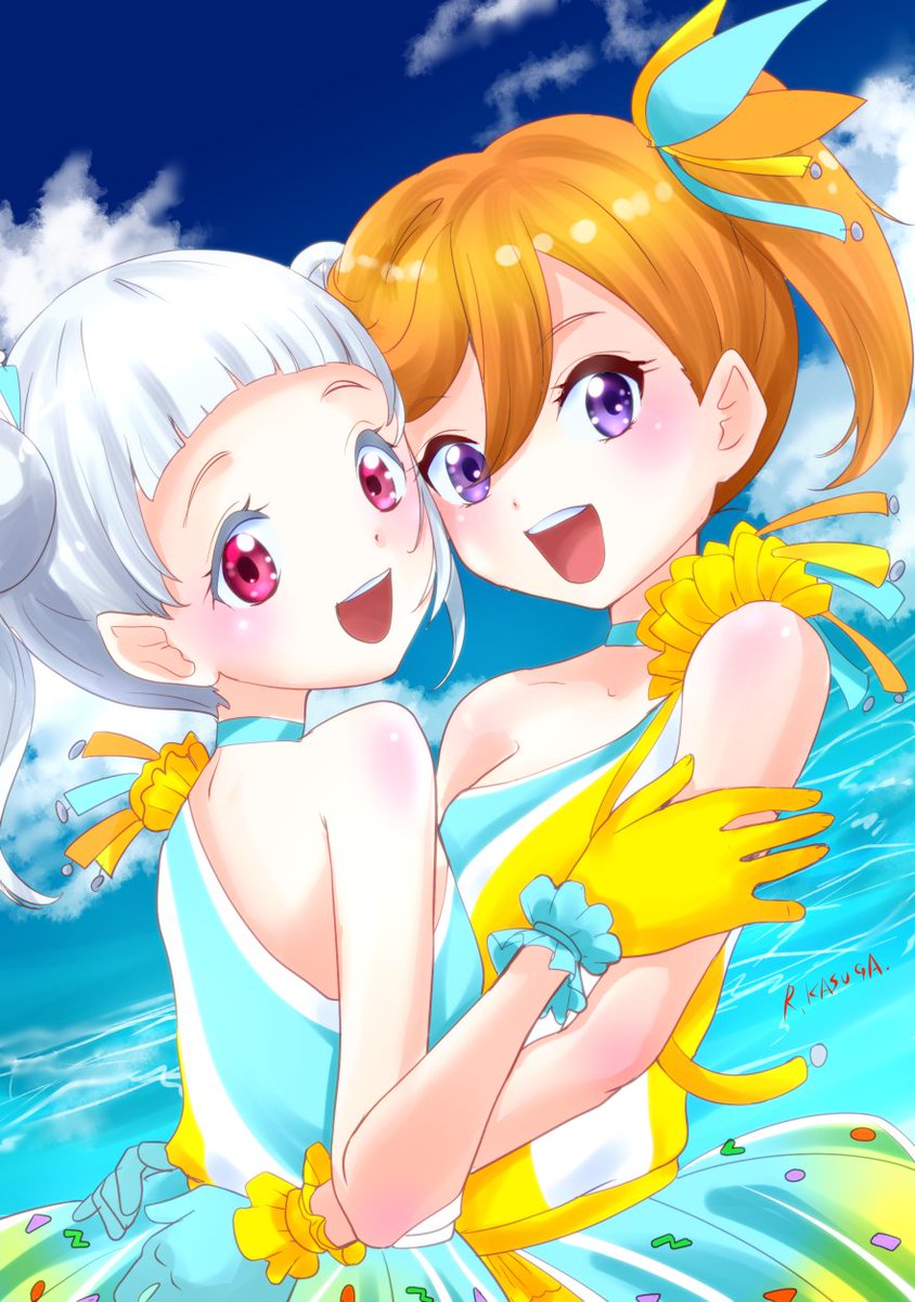 #女の子二人のイラストを貼る見た人もやる 