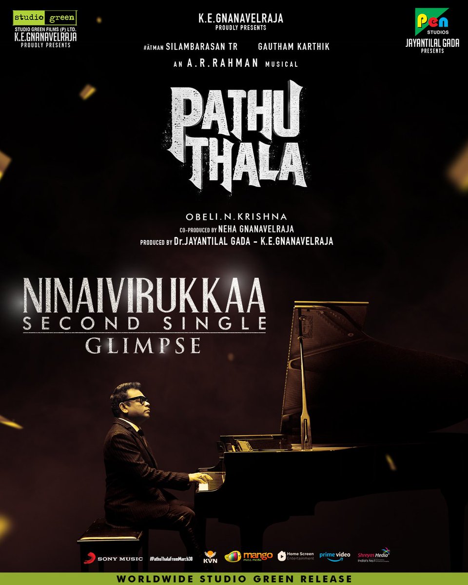 Gautham_Karthik's tweet photo. Time to enliven your hearts with soothing melody &amp; sweet memories 🪄
Second single #Ninaivirukka from #PathuThala from March 13, 6 PM.
Here's the Glimpse ▶️ https://t.co/ks6Hge29Fq

An Isai Puyal @arrahman musical
🎙️ @arrameen&amp; @ShakthisreeG
✍️  @KaviKabilan2
🎬 @nameis_krishna https://t.co/lryaCRDDgn