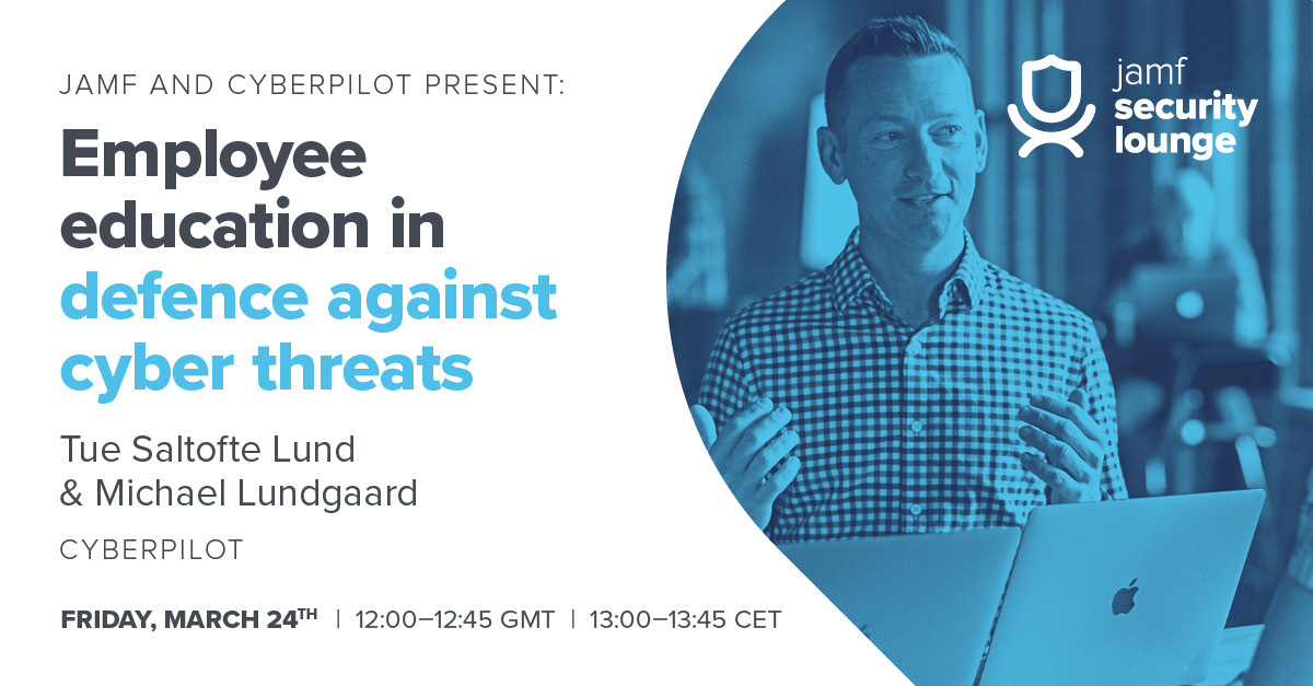 Join me for the Jamf Security Lounge on March 24 for a discussion about how to educate employees on detecting cyber threats, examples of phishing attacks and and their impact, and more! #jamfsecuritylounge

Register here: infl.tv/l57B