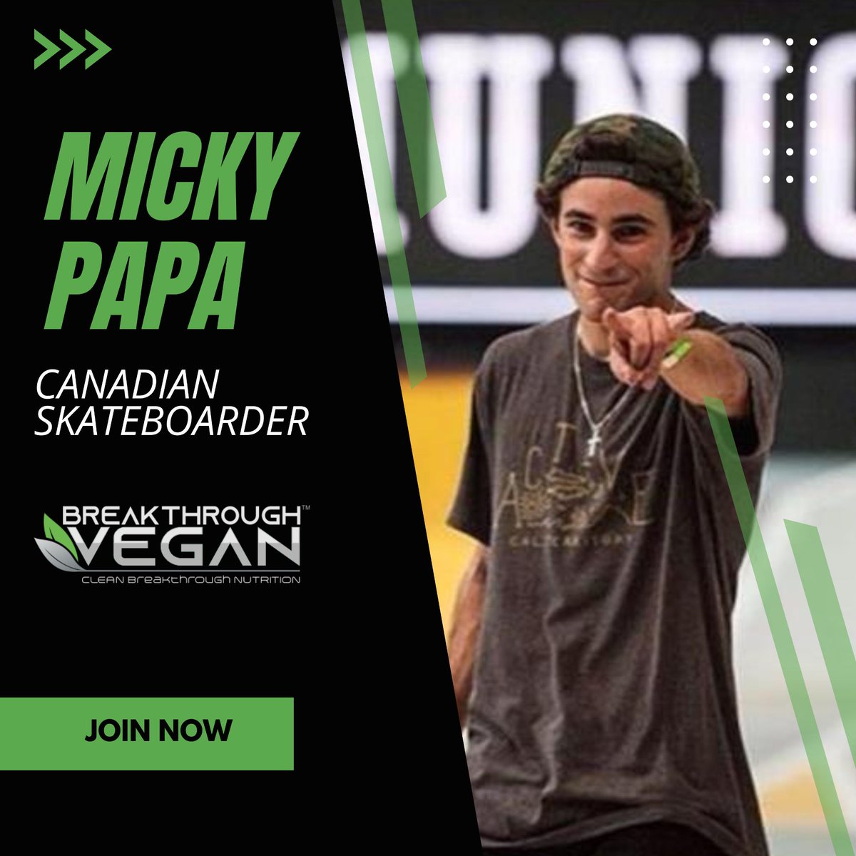 Micky Papa is a Canadian skateboarder, known for his successes in street discipline. Turning Vegan Papa went vegan gradually around 2017, and it doesn’t sound as if it gave him any difficulties. He credits his Italian roots and his Nonna’s garden for playing a part.
.
#mickypapa