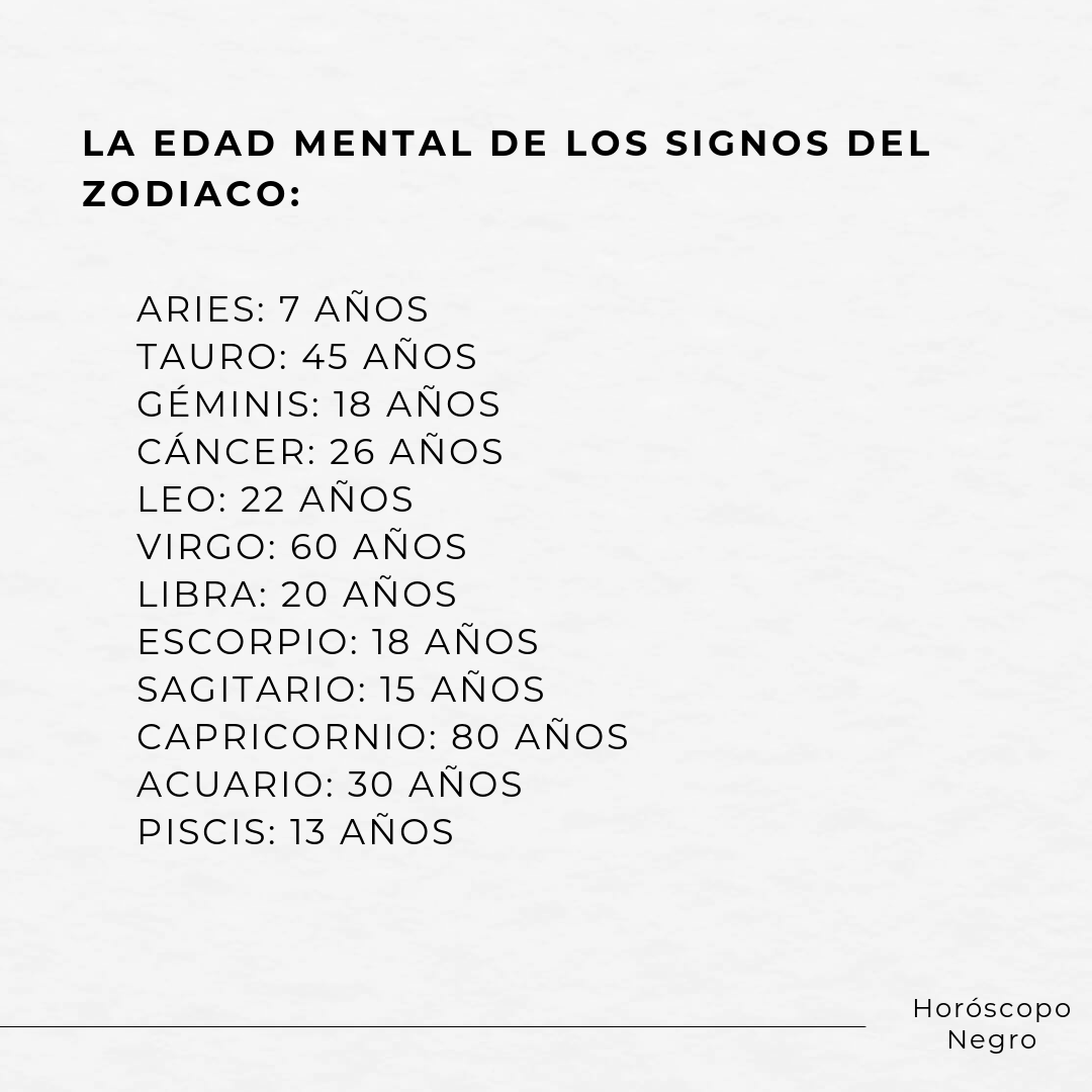 horoscoponegro's tweet photo. La edad mental de los signos del Zodiaco 🔮 https://t.co/US3st7lIpF