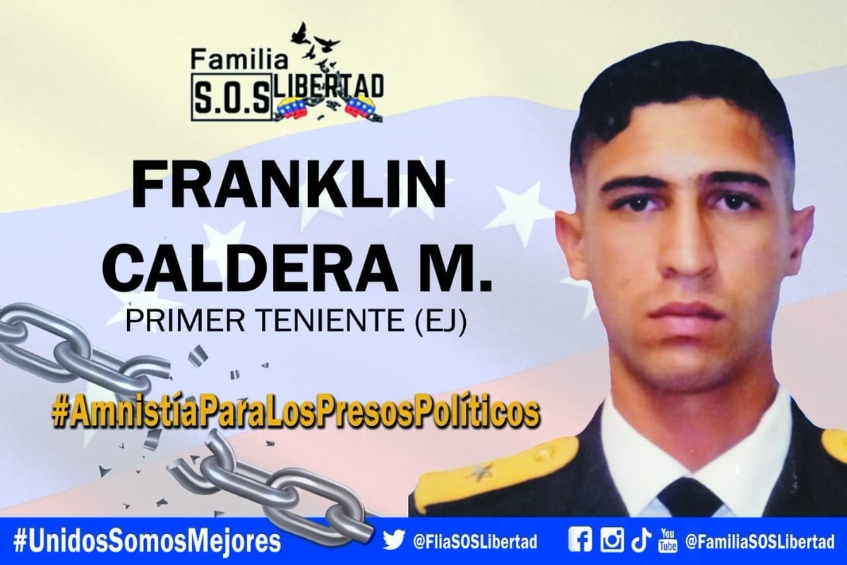 FranklinCalderC's tweet photo. Mi amado hijo Ptte. Franklin Caldera Martinez tiene 756 días SECUESTRADO por el Régimen de Nicolás Maduro. Me mantengo en las calles alzando mi voz por LIBERTAD y JUSTICIA.

"Por una Venezuela Libre y sin Presos Políticos"
@KarimKhanQC
@CorteIDH
#LibertadParaFranklinCaldera https://t.co/p0voEaNlHA