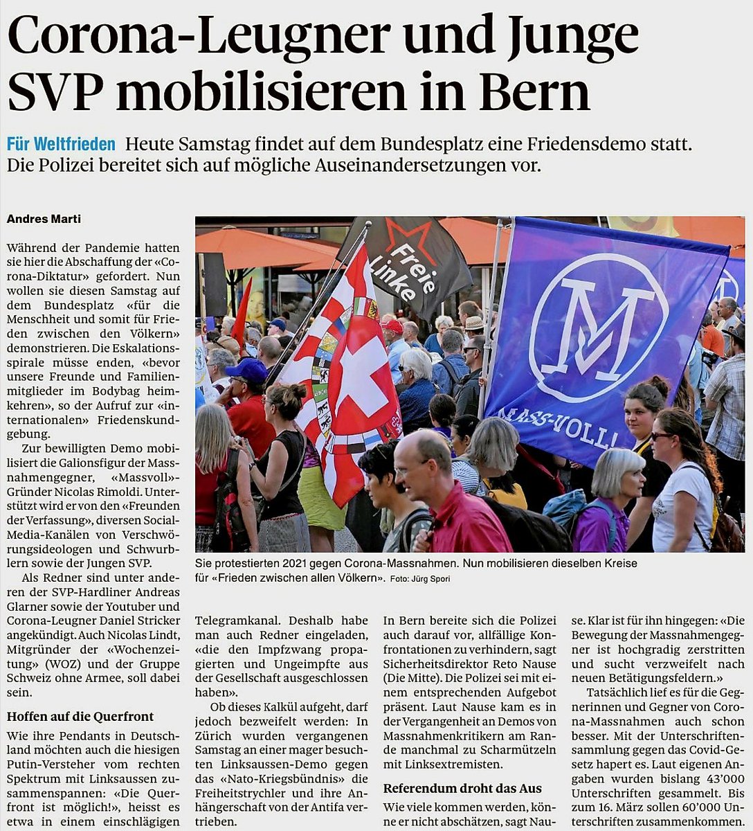 awakenwithpete's tweet image. #Coronaleugner, #Putinversteher, SVP-Hardliner, Linksaussen. Marti verletzt in diesem Schund @BernerZeitung jegliche journalistische Sorgfaltspflicht und befeuert regelrecht die #Antifa mobil zu machen. Sachliche Kritik ja, doch das ist ein Pamphlet und grenzt an Hetze. #BE1103