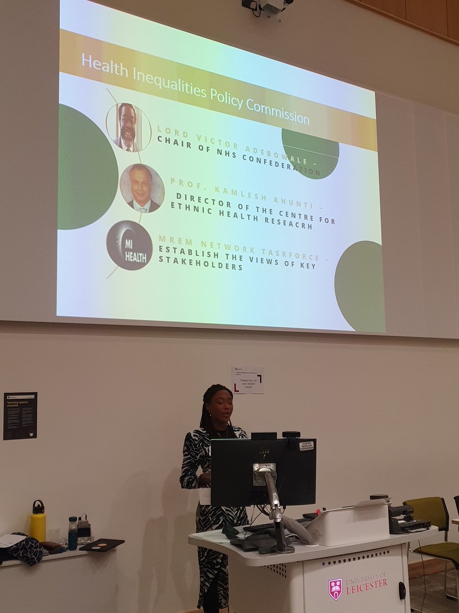 Excited to be here @uniofleicester for the 2nd annual @MREMnetwork Conference Brilliant to hear from Network Chair Ramat Ayoola on MREM's aims and the fantastic achievements so far - including their work on the @MidsHealth Midlands Health and Care Inequalities Policy Commission
