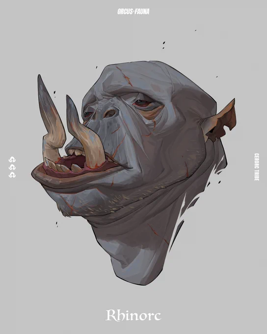 Rhinorc of the Cerorc tribeA tribesorc forced into a nomadic life by poachers hunting his miracle tusk.Orcus x  Orc + Rhinoceros9/10 