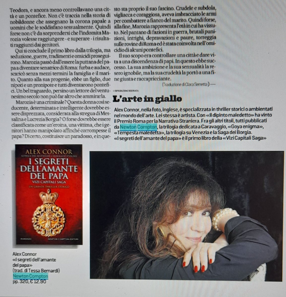 My article in Tuttolibri, La Stampa today. Grazie The story of the infamous 'Pornopapacy' when Popes were under the boot of the Tusculani and the notorious she wolves of Rome, Theodora and Marozia. @NewtonCompton #Marozia #Tusculani #corruption #murder #sexual intrigue #Medieval