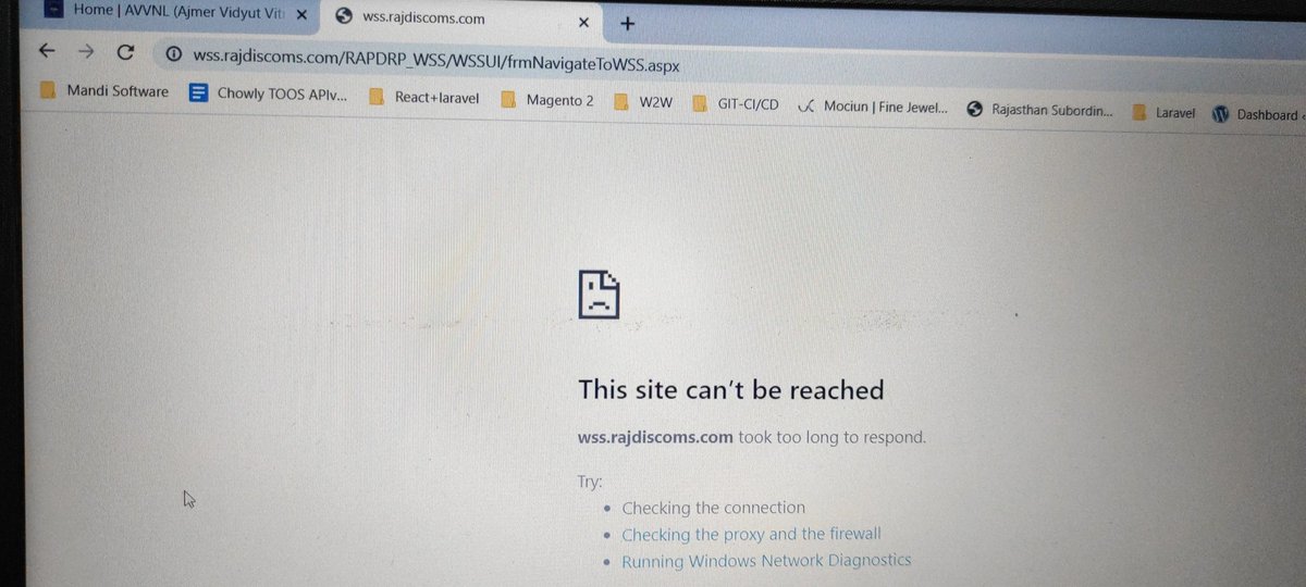 ये हर बार की तरह बंद हो गई है
मेरे द्वारा कितनी बार शिकायत करने पर स्थिति वही है कम से कम SSL to लगा दो वेबसाइट pr <a href="/ashokgehlot51/">Ashok Gehlot</a>  ji
<a href="/cccavvnl/">CCC_AVVNL</a>