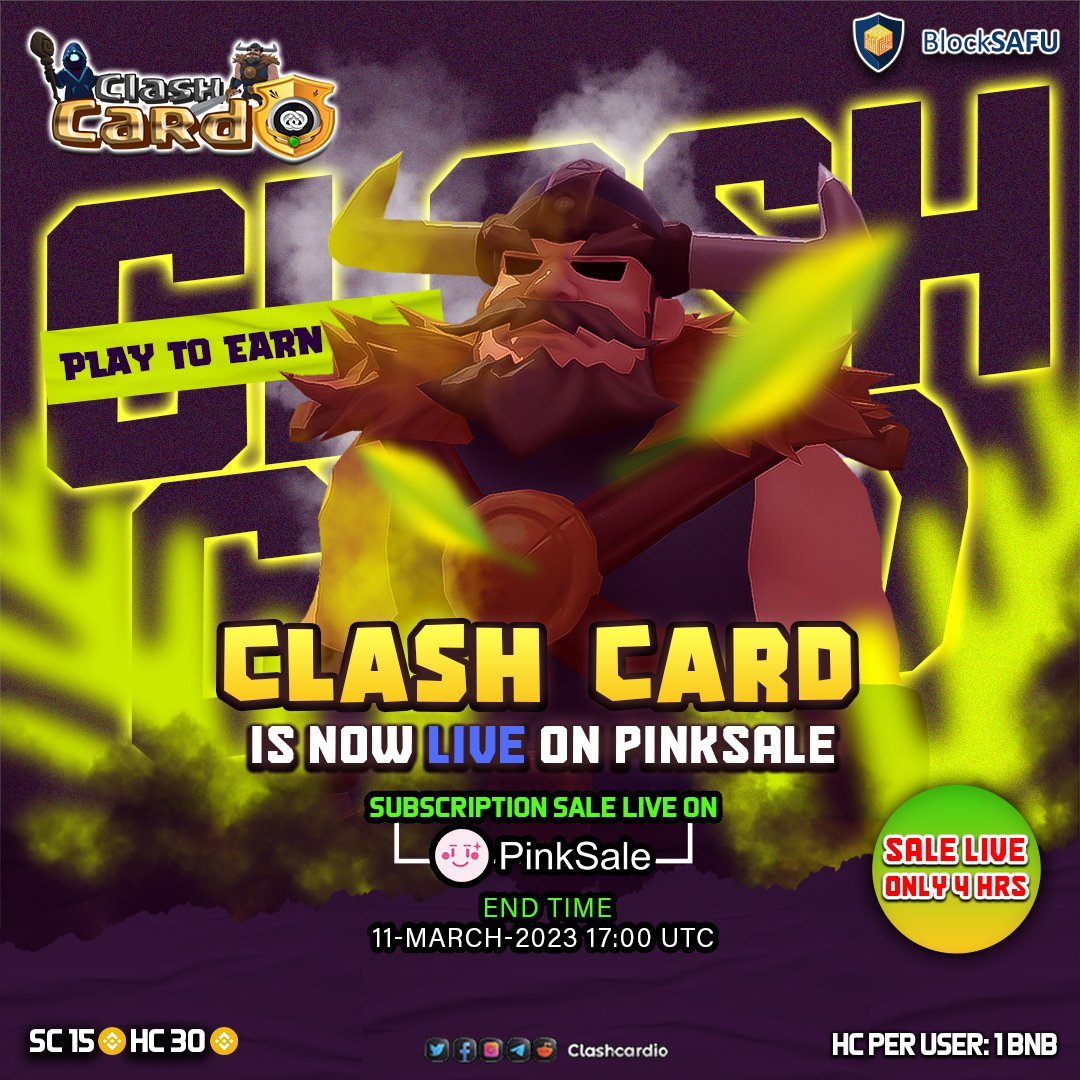ClashCardio's tweet image. Subscription is now live on @pinkecosystem and it ends in 4 hrs

👉First come first served
💰Buy/Sell 2% Fee
🔥Game Live on Testnet
🎮Play 2 Earn
🌟NFTs utility
📑Marketplace
🔈DAO
📊BlockSAFU

Pinksale Link: pinksale.finance/launchpad/0xA6…

#Clashcard #Play2Earn #BSC #BNB #P2E #Presale