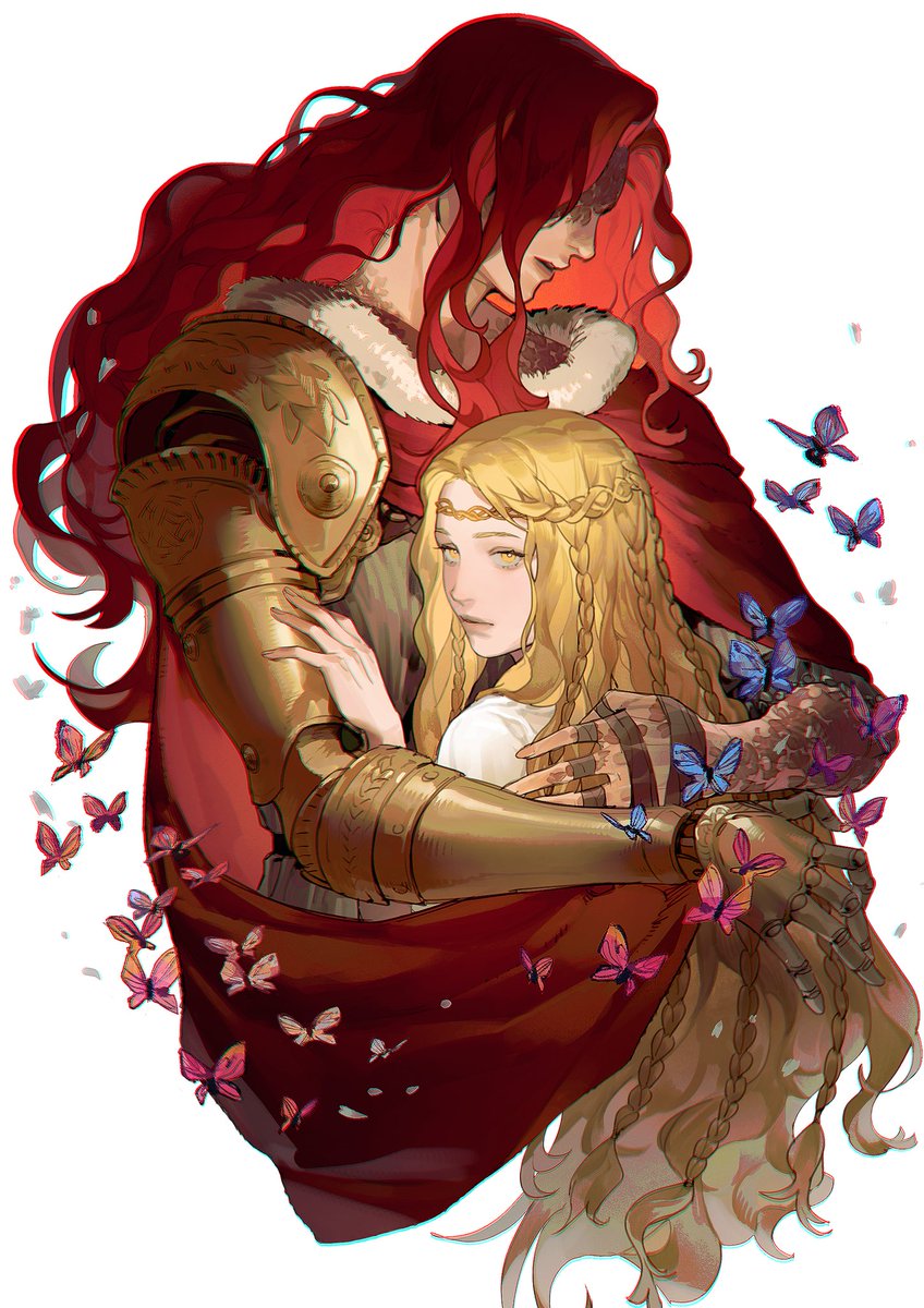 long hair red hair prosthetic arm butterfly prosthesis bug red cape  illustration images
