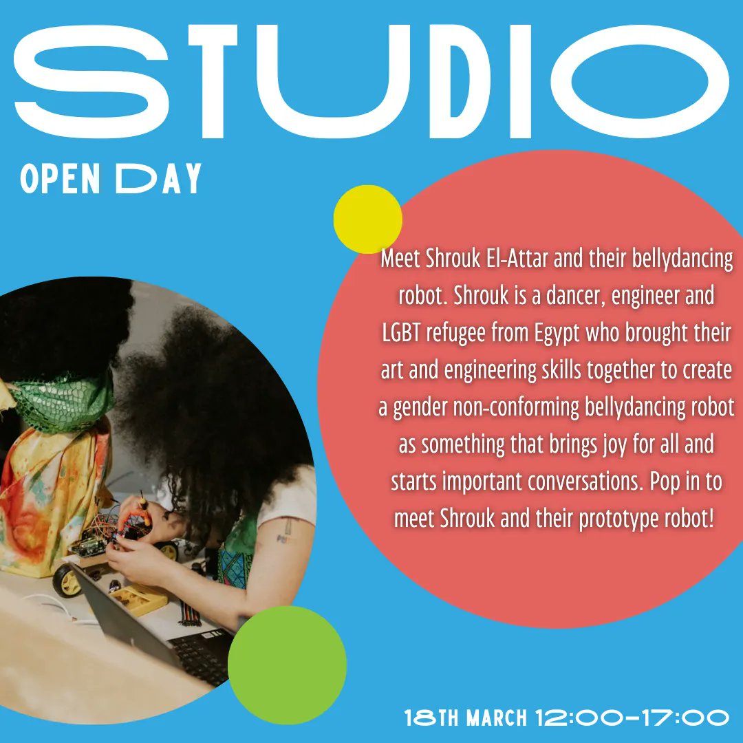 Stopping by the Pervasive Media Studio open day on the 18th March? Why not check out @ShroukELA and their bellydancing robot! Find out more about all the exciting tours and workshops: buff.ly/3ZOdOjB