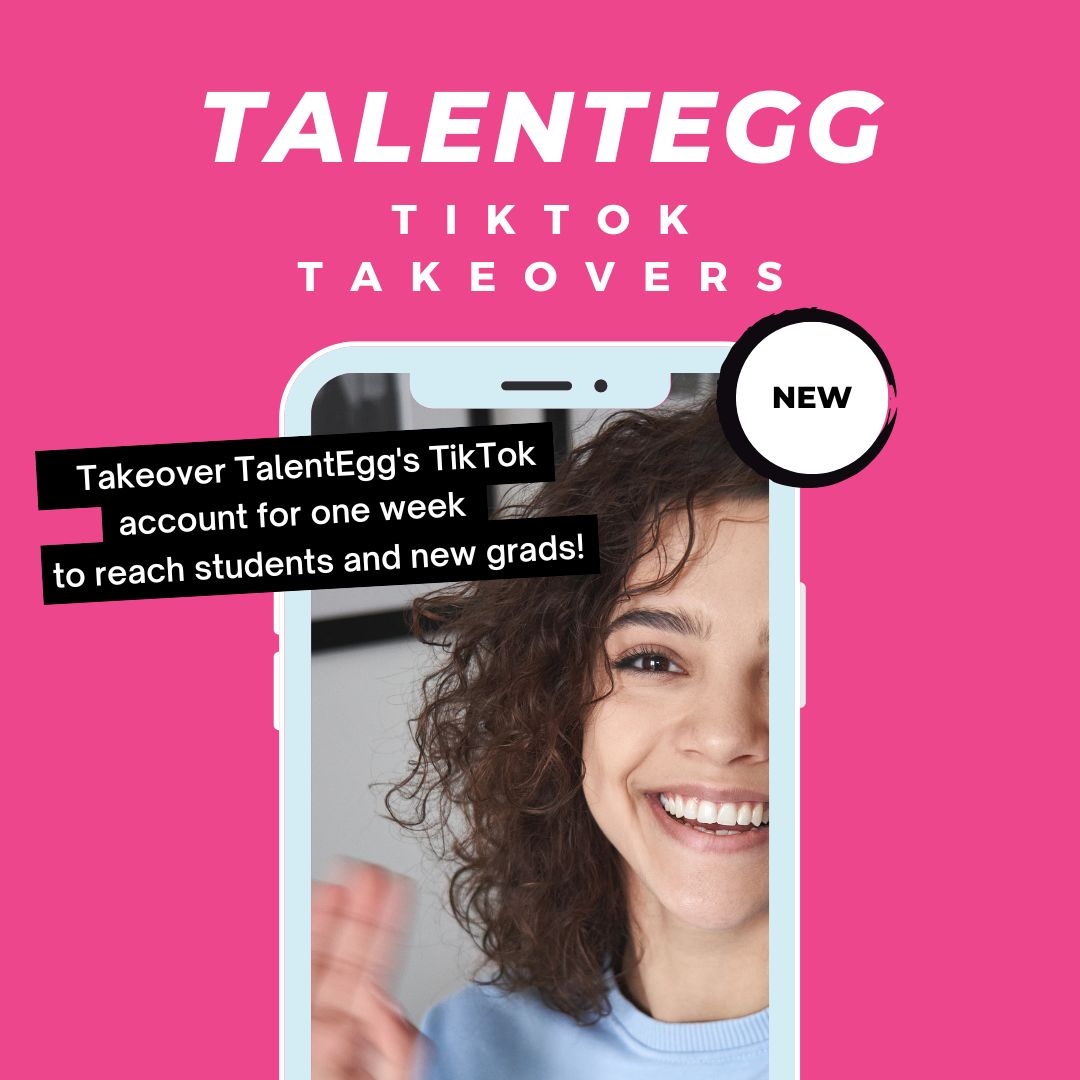 TalentEgg's tweet image. To learn more about our #NewService, book a meeting with us today: l8r.it/G1YE

We are thrilled to announce the recent launch of #TikTok Takeovers.

During a Takeover, your organization can access TalentEgg's TikTok account for one week for a total of 5 TikTok posts!