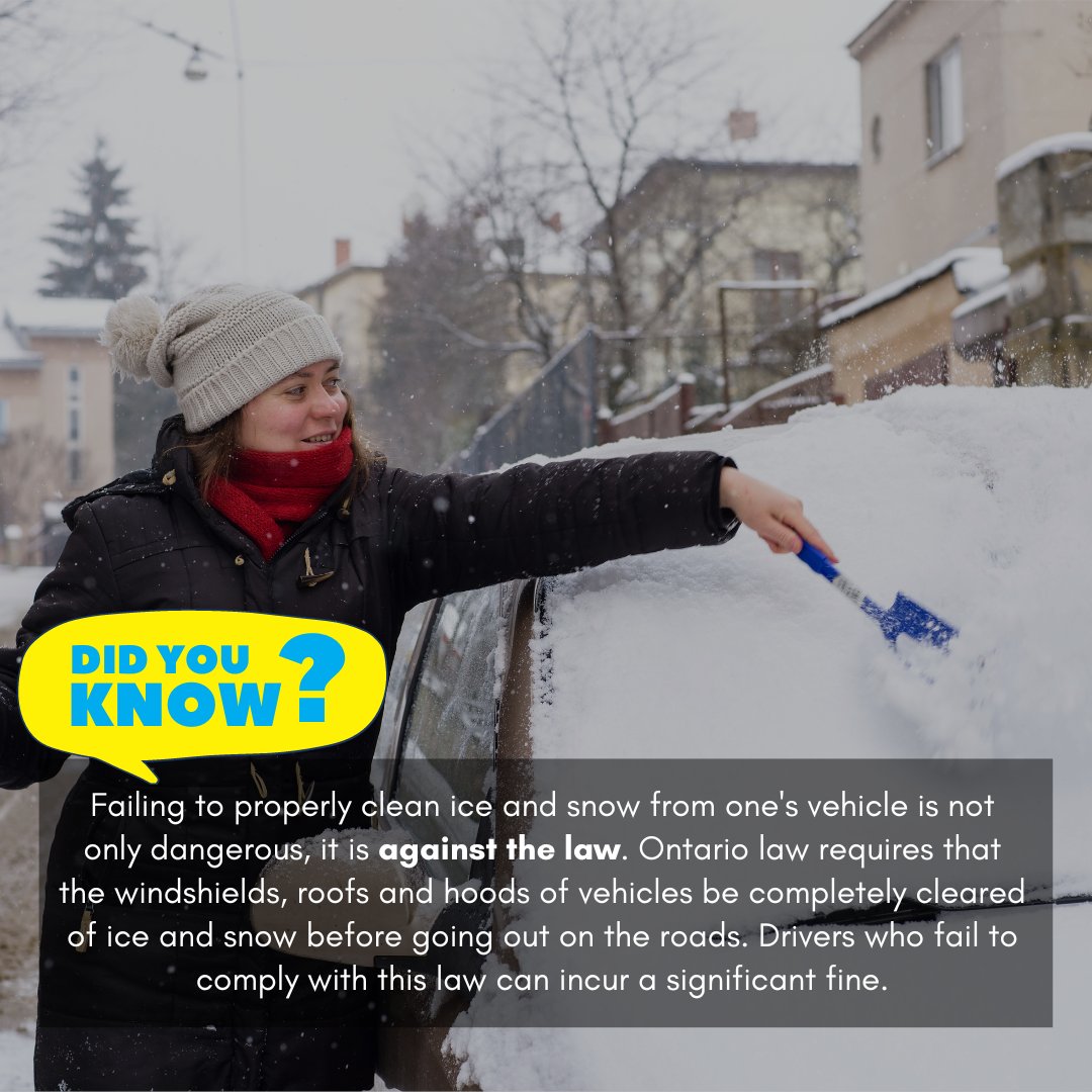 Did you know you can be fined for driving your vehicle without clearing snow? Tag a friend who needs to know this! 

#snowstorm #canadawinter #didyouknow #didyouknowontario