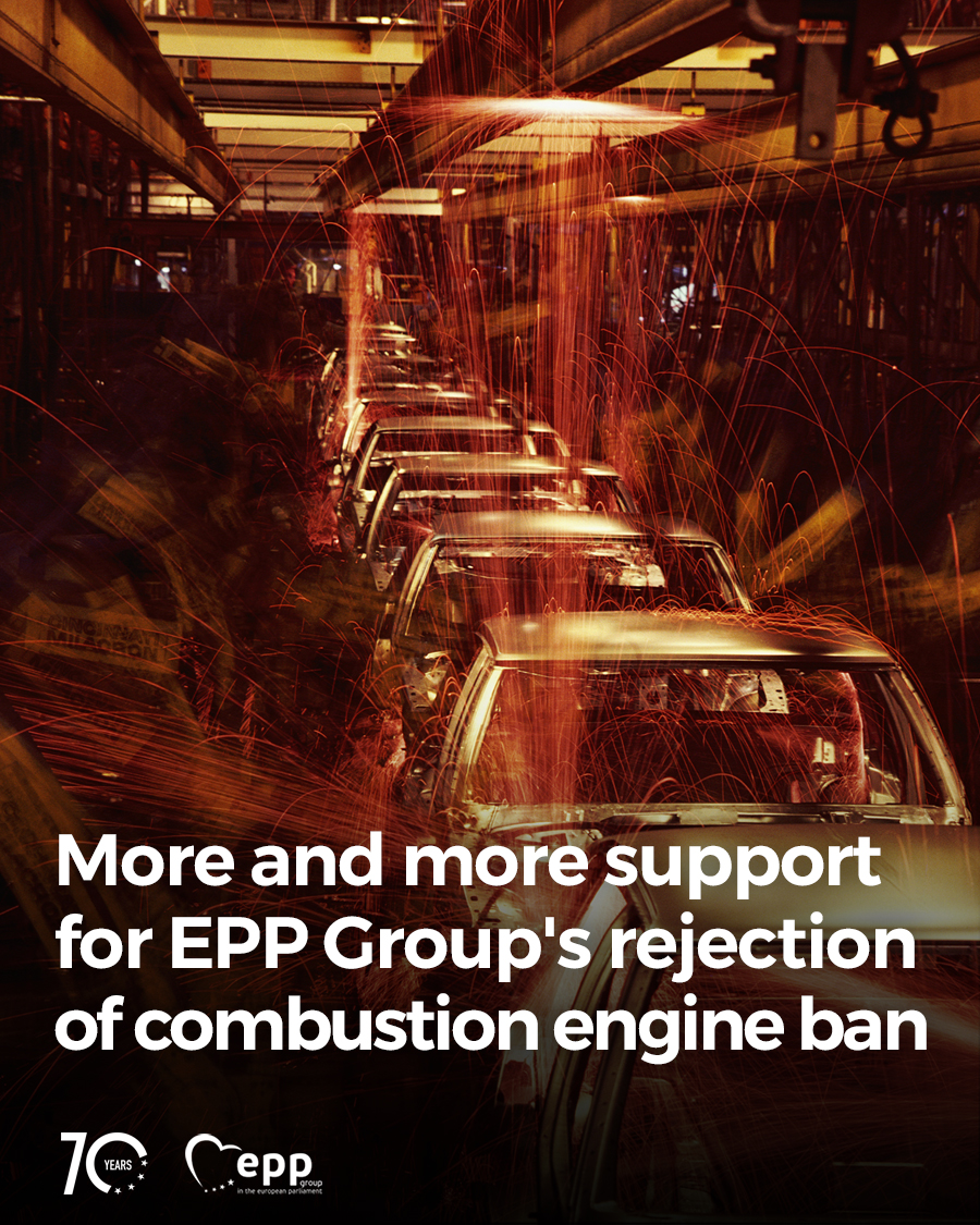 EPPGroup's tweet image. We welcome that more and more Socialist and Liberal governments are now joining our opposition to the ban on cars with a #combustionengine. 

We now call on EU Member States to do the same! 

Read Jens Gieseke MEP’s view: epp.group/mzealq  

#FitFor55