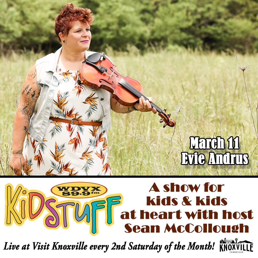 WDVX's tweet image. KidStuff Live!
Bring the kids and come see us for a free show at 10am ET at @visitknoxville 
Today, Saturday 3/11 - Host Sean McCollough with musical guest Evie Andrus
Listen online at wdvx.com/listen
89.9, 102.9, 93.9
#KidStuff #WDVX