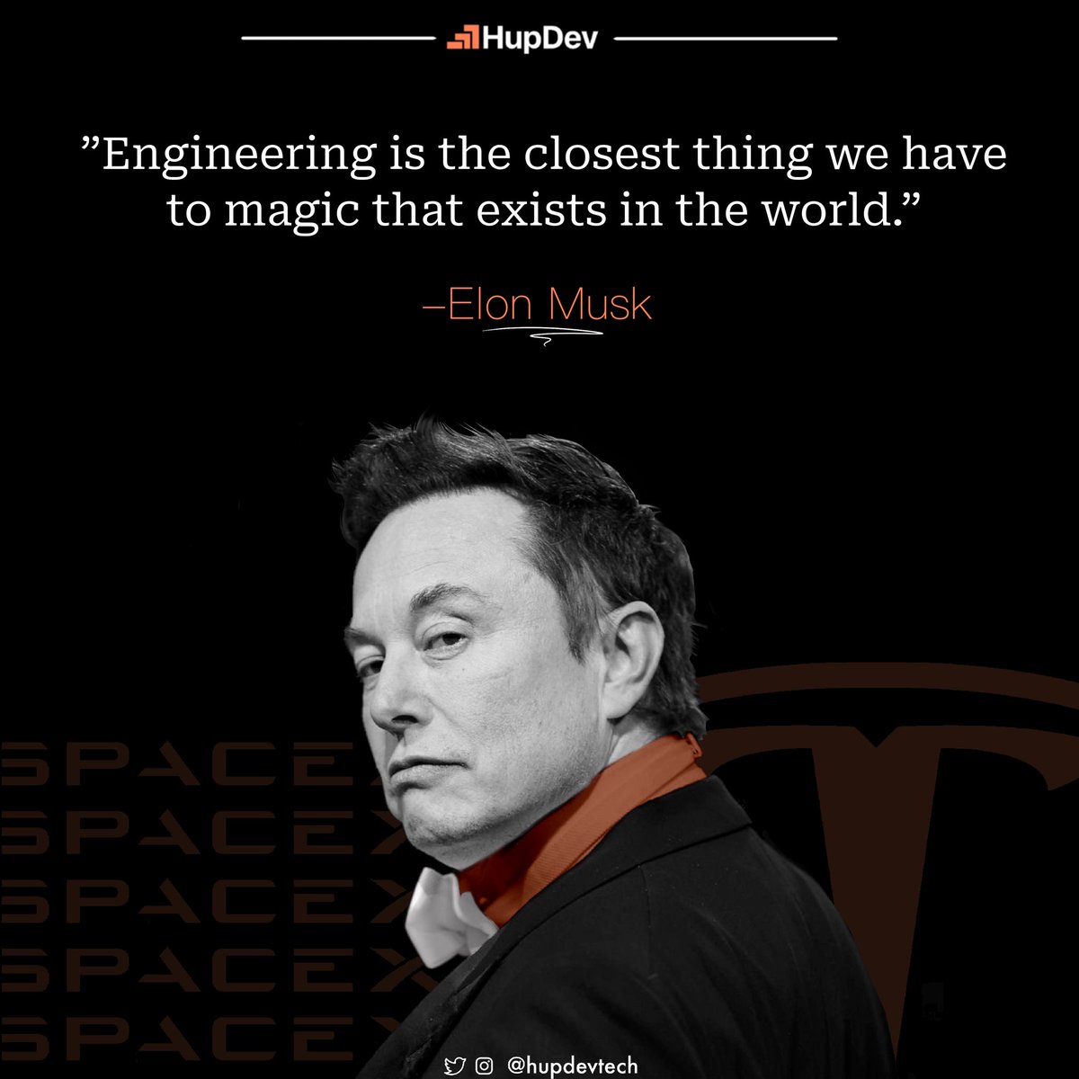 Hupdevtech's tweet image. Be it mechanical or software engineer, the variety and complexity of things we can create/modify just seems like it should be impossible.
#techquotes #elonmusk