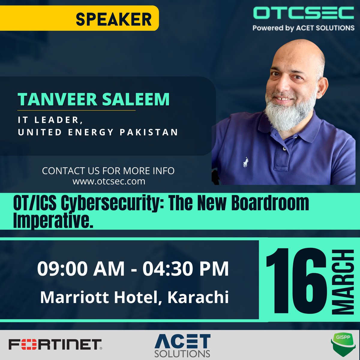 acet_solutions's tweet photo. We are thrilled to welcome Kh. Tanveer Saleem onboard as a speaker for our upcoming #OTCSEC conference, where he will be sharing his insights on OT Cybersecurity.

Date: 16th March, 2023
Location: Marriott Hotel, Karachi,

#otcsec #acetsolutions #otcybersecurity #event https://t.co/MGkk4M9zVn