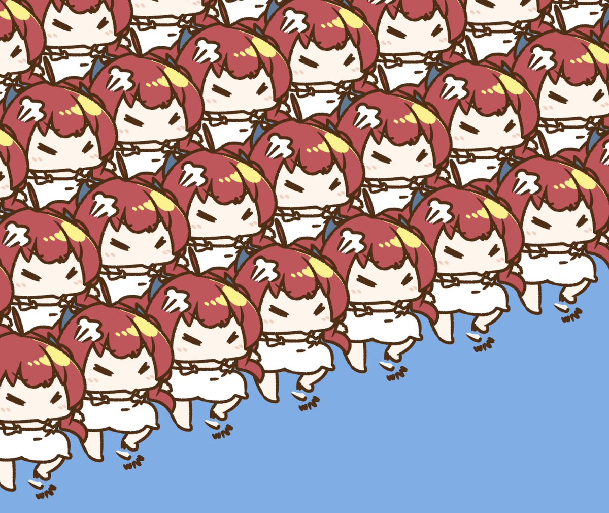 6+girls clone multiple girls chibi red hair twintails closed eyes  illustration images