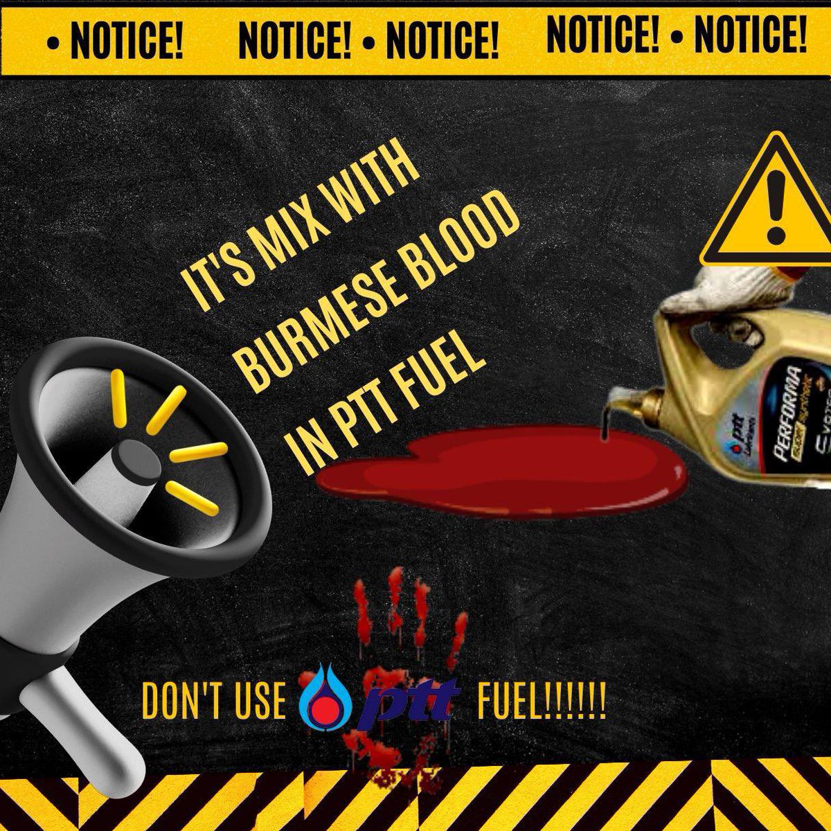 TTFR__Myanmar's tweet photo. @pttolc_official is still providing Dollar flow to the Myanmar Junta and it is like they are making themself complicit in killing
 innocent people. If PTT doesn't end the association with MAL, we will boycott all PTT products, fuel stations and Cafe Amazon.
#BoycottPTT https://t.co/TB91HklkYf