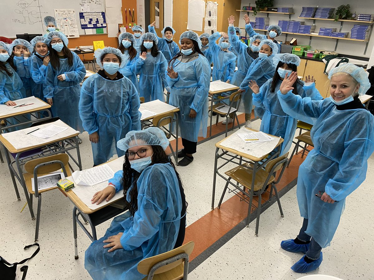 moalex1's tweet photo. Ms. Alexander’s 6th grade ELA class of doctors &amp; surgeons, performing a Character “Autopsy” (Analysis) of Salva Dut, one of the Lost Boys from “A Long Walk to Water” https://t.co/A9WKzfiP4G