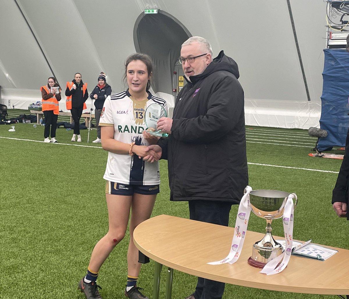 LadiesHEC's tweet photo. Player of the Match in the Yoplait Giles Cup Final is Maria O’Neill of @UlsterUniGAA 🏆

#AlwaysBelieve #LadiesHEC @LadiesFootball https://t.co/OX8weQNYjp