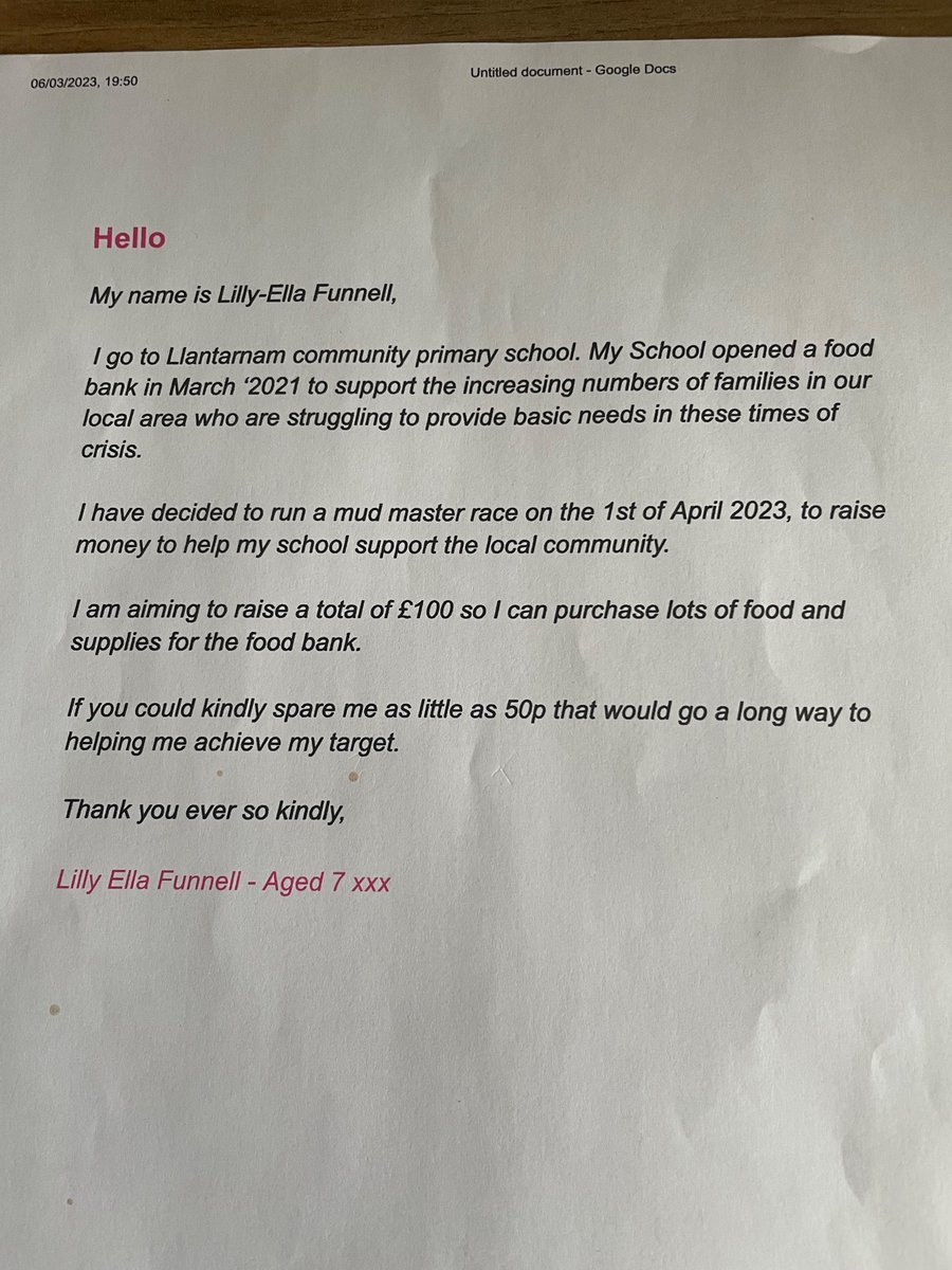 Your_Fut_Card's tweet photo. 🚨Raising money🚨

Our owners 7 year old daughter is raising money for a food bank by doing a “Mud master” race.

She is aiming to raise £100

If anyone can be so kind to donate even 50p via PayPal it will be much appreciated !

Thanks 🙏

https://t.co/o5lCDzN6TD https://t.co/ZUPkDJYLy2