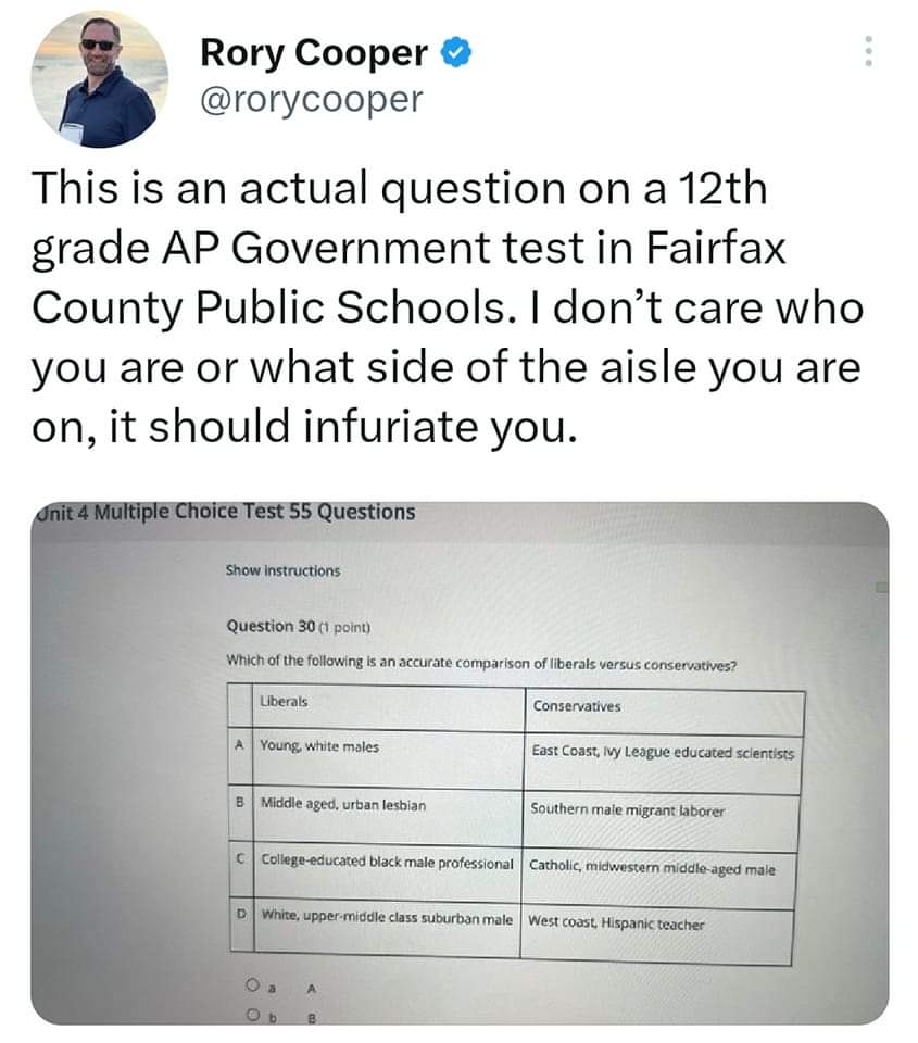 WinsomeSears's tweet photo. Why should parents pay for a product when they don’t know its contents? That’s what we’re asking parents to do when it comes to their children’s education. Tests like these create division, low morale, fights in our schools. This is why parents are demanding school choice now! https://t.co/r6O7MWsxOx