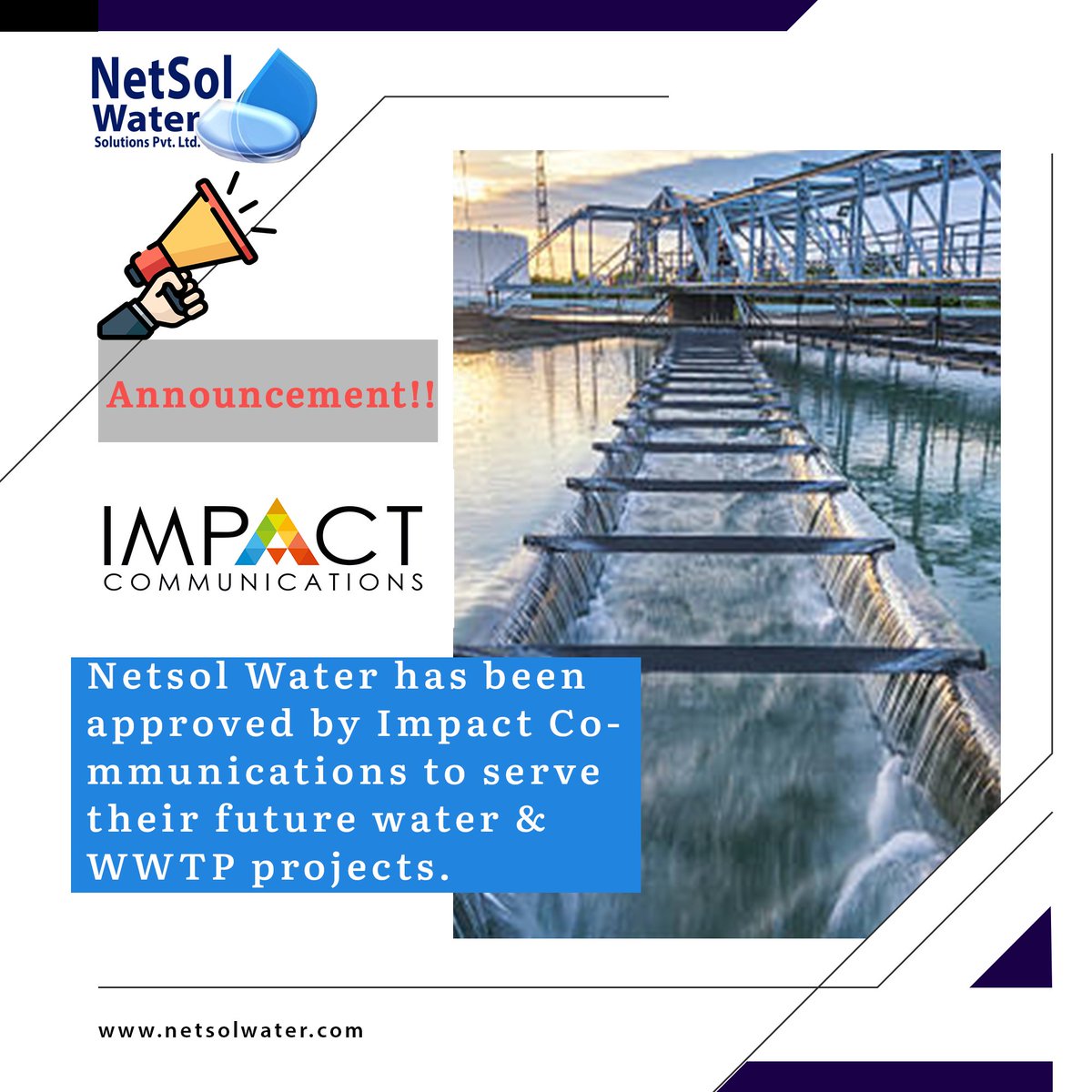 NetsolWater's tweet photo. ✨Announcement 📢
Netsol Water has been approved by Impact Communications 🏛️ to serve their future projects.💥
This is a new badge added to Netsol's feather.
#netsolwater #impactcommunication #livebetter #approvedmake #sustainable #watertreatment #wastewater https://t.co/PfYNaeDZol